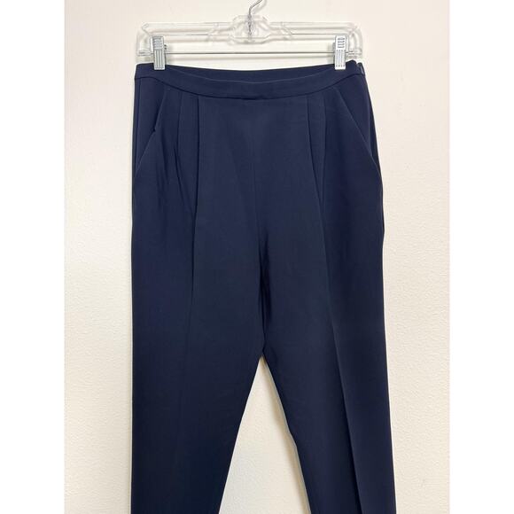Max Mara Pants Womens 6 Navy Pleated Tapered Leg Side Zip Slacks Made in Italy - Picture 1 of 12